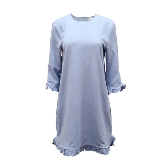 Ganni Ruffle-Trimmed Mini Dress in Blue Polyester